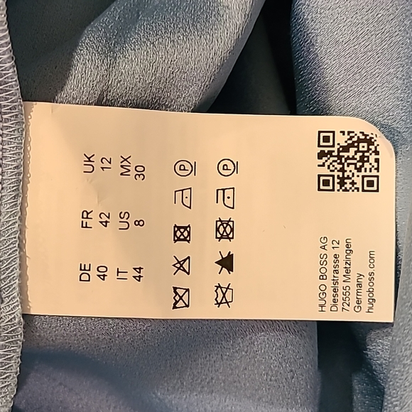 Kimono Sleeve Dress In Crepe/Satin trim - Lt.Blue Sold Out HUGO BOSS Size US 8 - Picture 13 of 14